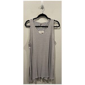 FRENCH LAUNDRY Lace Back Round Neck Sleeveless Grey Blouse